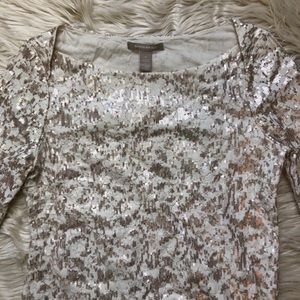 Banana Republic White Sequin Top Sz 6